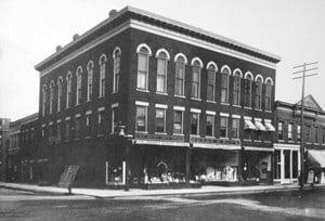 black and white of Baums building