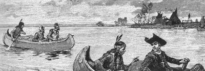 black and white of french explorers