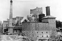 black and white of Gebhard Brewery