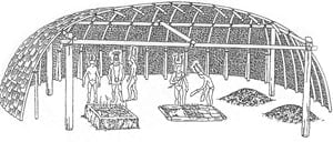 black and white of mound builders