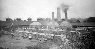 black and white of tile factory